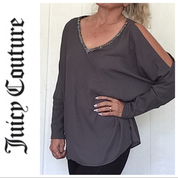 JUICY COUTURE COLD SHOULDER EMBELLISHED TOP SIZE XL - Picture 3 of 11